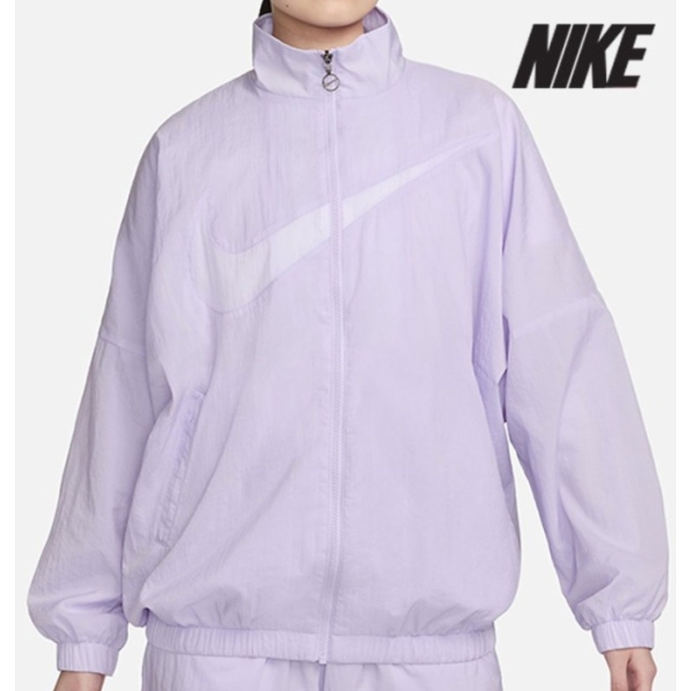 Nike Women's Retro Fit Nylon Oversized Light Purple Track Jacket, Large